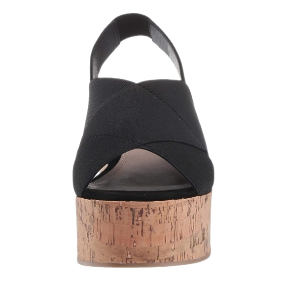 Steven Steve Madden Caly Black Sandal Cork Wedge Bottom Open Toe Black 9.5 NEW - Picture 2 of 15